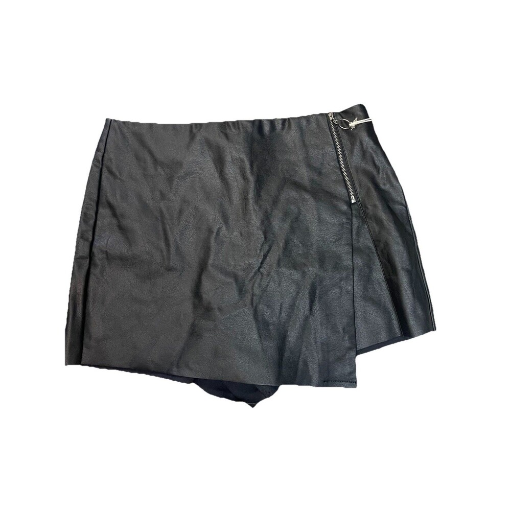 Vegan Leather Skort Black Women's Medium Indigo Rain Stretch NWT